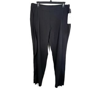 NWT Akris Punto Black 100% Wool Stripe Ribbed Textured Slim Leg Pants 8 $460